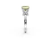 Floral Engagement Ring Setting for Fancy Yellow Asscher Cut Center with Marquise Cluster Shoulders and Prong Head in Platinum