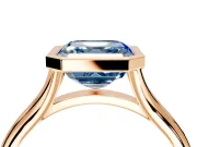 Solitaire Engagement Ring Setting for Fancy Blue Asscher Cut Center with V Split Shank and Bezel Head in Rose Gold