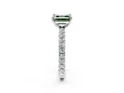 Solitaire Engagement Ring Setting for Fancy Green Asscher Cut Center with Shared-Prong Accents and Prong Head in Platinum