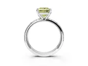 Solitaire Engagement Ring Setting for Fancy Yellow Princess Cut Center with Scrollwork Band and Prong Head in White Gold