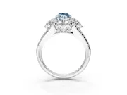 Halo Engagement Ring Setting for Fancy Blue Marquise Center with Two-Strand Split Shank and Prong Head in Sterling Silver