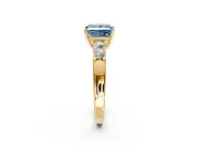 5 Stone Engagement Ring Setting for Fancy Blue Princess Cut Center with Plain Band and Prong Head in Yellow Gold