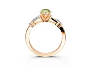 Bar-Set Engagement Ring Setting for Fancy Yellow Marquise Center with Tapered Baguette Accents and Prong Head in Rose Gold
