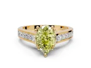 Solitaire Engagement Ring Setting for Fancy Yellow Pear-Shaped Center with Channel Band and Double Claw Prong Head in Yellow Gold