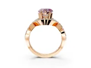 Halo Engagement Ring Setting for Fancy Pink Heart-Shaped Center with Pave Infinity Twist Band and Prong Head in Rose Gold