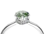 Hidden Halo Engagement Ring Setting for Fancy Green Marquise Center with Wide Flat Plain Band and Prong Head in Sterling Silver