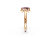 Floral Frame Engagement Ring Setting for Fancy Pink Radiant Cut Center with Accent Clusters and Prong Head in Rose Gold