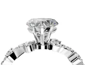 Solitaire Engagement Ring Setting for Heart-Shaped Center with Bar-Station Pave Twist and Prong Head in White Gold