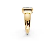Solitaire Engagement Ring Setting for Asscher Cut Center with Wide Band and Bezel Head in Yellow Gold