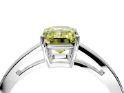 Solitaire Engagement Ring Setting for Fancy Yellow Emerald Cut Center with Open Cathedral Shoulders and Prong Head in Sterling Silver