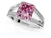 Split Shank Engagement Ring Setting for Fancy Pink Radiant Cut Center with Pave Split Shank and Prong Head in Sterling Silver