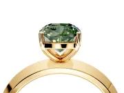 Solitaire Engagement Ring Setting for Fancy Green Cushion Cut Center with Wide Knife Ridge Band and Prong Head in Yellow Gold