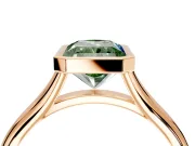 Solitaire Engagement Ring Setting for Fancy Green Radiant Cut Center with V Split Shank and Bezel Head in Rose Gold