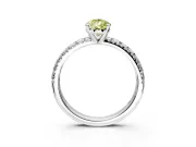 Solitaire Engagement Ring Setting for Fancy Yellow Pear-Shaped Center with Large Accents and Prong Head in Platinum