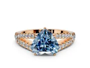 Solitaire Engagement Ring Setting for Fancy Blue Heart-Shaped Center with Pave Split Shank and Prong Head in Rose Gold