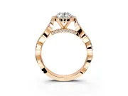 Halo Engagement Ring Setting for Oval Center with Twist Band and Prong Head in Rose Gold