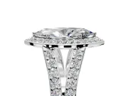 Halo Engagement Ring Setting for Marquise Center with Narrow Pave Split Shank and Prong Head in Platinum
