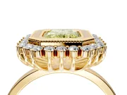Halo Engagement Ring Setting for Fancy Yellow Radiant Cut Center with Milgrain Bezel Rim, Plain Band and Prong Head in Yellow Gold