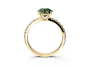 Solitaire Engagement Ring Setting for Fancy Green Round Cut Center with Large Accent Band and Prong Head in Yellow Gold
