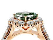 Large Accent Halo Engagement Ring Setting for Fancy Green Asscher Cut Center with Pave Split Shank and Prong Head in Rose Gold