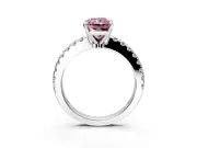 Solitaire Engagement Ring Setting for Fancy Pink Radiant Cut Center with Single Row Accent Band and Prong Head in Platinum