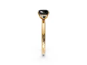 Hidden Halo Engagement Ring Setting for Fancy Black Cushion Cut Center with Thin Rounded Band and Prong Head in Yellow Gold