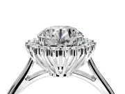 Starburst Halo Engagement Ring Setting for Round Cut Center with Thin Round-Wire Band and Prong Head in Platinum