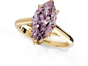 Solitaire Engagement Ring Setting for Fancy Pink Marquise Center with Cathedral Band and Prong Head in Yellow Gold