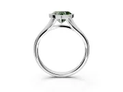 Solitaire Engagement Ring Setting for Fancy Green Heart-Shaped Center with V Split Shank and Bezel Head in Sterling Silver
