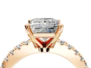 Solitaire Engagement Ring Setting for Princess Cut Center with Single Row Accent Band and Prong Head in Rose Gold