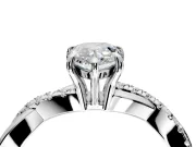 Crossover Engagement Ring Setting for Pear-Shaped Center with Pave and Plain Strands and Prong Head in White Gold