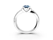 Bezel Engagement Ring Setting for Fancy Blue Emerald Cut Center with Wide Channel-Set Band and Bezel Head in Platinum