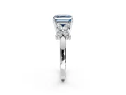 Floral Engagement Ring Setting for Fancy Blue Asscher Cut Center with Marquise Cluster Shoulders and Prong Head in White Gold