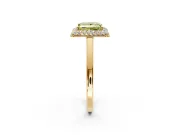 Halo Engagement Ring Setting for Fancy Yellow Princess Cut Center with Plain Tapered Band and Prong Head in Yellow Gold