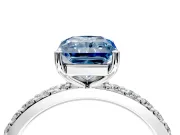 Solitaire Engagement Ring Setting for Fancy Blue Radiant Cut Center with Round Cut Pave Band and Prong Head in Sterling Silver