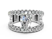 Solitaire Engagement Ring Setting for Pear-Shaped Center with Wide-Open Split Shank and Prong Head in Platinum
