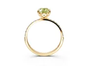 Solitaire Engagement Ring Setting for Fancy Yellow Oval Center with Pave Accents and Prong Head in Yellow Gold