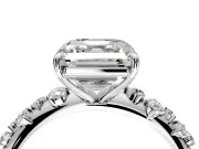 Cluster Engagement Ring Setting for Asscher Cut Center with Round Cut Accent Band and Prong Head in Platinum