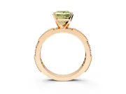 Solitaire Engagement Ring Setting for Fancy Yellow Princess Cut Center with Milgrain-Edged Pave Band and Prong Head in Rose Gold