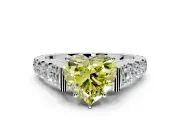 Solitaire Engagement Ring Setting for Fancy Yellow Heart-Shaped Center with Pave Cathedral Shoulders and Prong Head in Platinum