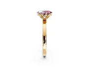 Solitaire Engagement Ring Setting for Fancy Pink Oval Center with Thin Rounded Plain Band and Prong Head in Yellow Gold