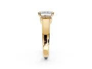 Solitaire Engagement Ring Setting for Radiant Cut Center with Wide Band, Pave Collar and Prong Head in Yellow Gold