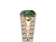Solitaire Engagement Ring Setting for Fancy Green Cushion Cut Center with Pave Split Shank and Prong Head in Rose Gold