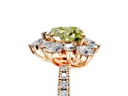 Floral Halo Engagement Ring Setting for Fancy Yellow Heart-Shaped Center with Pave Accents and Prong Head in Rose Gold