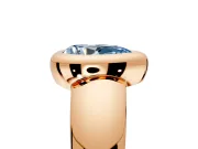 Solitaire Engagement Ring Setting for Fancy Blue Pear-Shaped Center with Wide Band and Bezel Head in Rose Gold