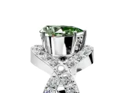 Halo Engagement Ring Setting for Fancy Green Pear-Shaped Center with Pave Infinity Twist Band and Prong Head in Sterling Silver