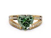 Split Shank Engagement Ring Setting for Fancy Green Heart-Shaped Center with Pave Split Shank and Prong Head in Yellow Gold