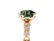 Solitaire Engagement Ring Setting for Fancy Green Round Cut Center with Bezel-Dot Beaded Band and Prong Head in Rose Gold