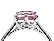 Solitaire Engagement Ring Setting for Fancy Pink Asscher Cut Center with Cathedral Band and Prong Head in Platinum