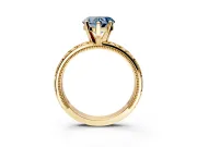 Solitaire Engagement Ring Setting for Fancy Blue Heart-Shaped Center with XO Engraved Band and Prong Head in Yellow Gold